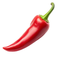 A single ripe red chili pepper with a green stem png