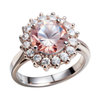 Rose or bague avec une rose gemme encerclé par une pétillant diamant Halo png