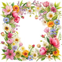 ein beschwingt Kreis von gemischt Blumen Bereitstellung ein natürlich Rahmen png