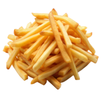 A stack of crispy French fries arranged neatly on a transparent surface png