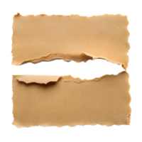 Two strips of torn brown paper on a transparent png