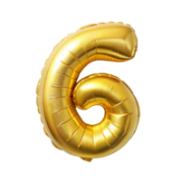 A gold foil number 6 balloon fills the frame png