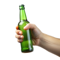 A persons hand grips a sealed beer bottle png