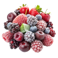 A vibrant assortment of mixed berries adorned with mint png
