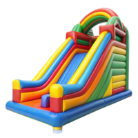 A colorful inflatable slide ready for children to play on png