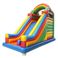 A colorful inflatable slide ready for children to play on png