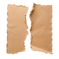 Two pieces of torn, aged paper against a transparent backdrop png