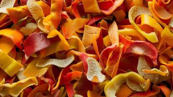 A pile of discarded fruit peels evidence of a successful and adventurous fruit tasting experience photo