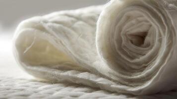 un rodar de prima algodón guata conocido para sus durabilidad y capacidad a conservar sus forma después repetido lavados foto