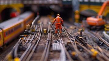 From his elevated position the foreman has a clear view of the intricate construction plans laid out before him photo