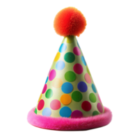 A festive party hat with bright dots and a fluffy top png