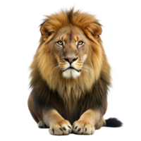 A regal male lion sits calmly, showing off its majestic mane png