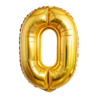 A gold foil balloon in the shape of the number zero png