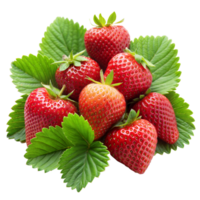 une tas de juteux des fraises entouré par vibrant feuilles png