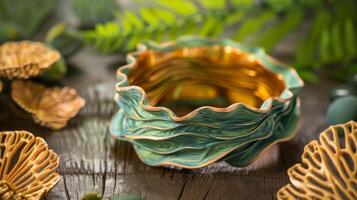 A handcrafted clay bangle molded and sculpted into a unique and eyecatching design. photo