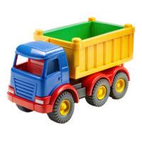 A bright toy dump truck on transparent background png