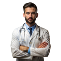 Professional looking young doctor ready for consultation png