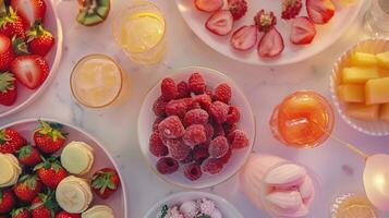 The evening ends with a delectable dessert spread featuring treats made with sparkling water like fruity gelatin bites and creamy sorbets photo