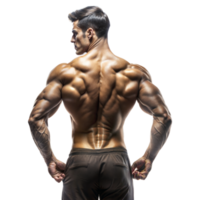 muscular hombre con tonificado espalda músculos en pie con confianza png