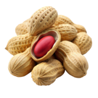 A pile of peanuts with one open shell revealing a red seed png