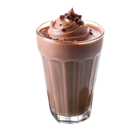 A chocolate milkshake with a whipped topping and chocolate shavings png