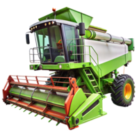 Green combine harvester isolated on transparent png