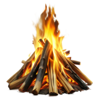 A roaring campfire with fiery flames and stacked logs png