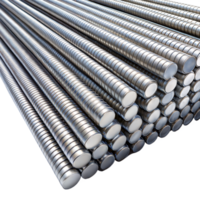 Close-up of a neatly arranged stack of threaded metal rods png