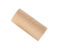 Top view of single brown tissue paper core isolated with clipping path in file format png