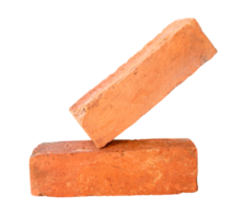 Side view of old cracked red or orange bricks in stack isolated with clipping path in file format png