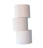 Side view of tissue paper rolls in stack isolated with clipping path and shadow in file format png