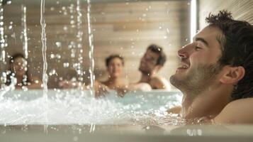A flyer promoting sauna and hydration awareness classes featuring testimonials from participants on the benefits of proper hydration during sauna sessions. photo