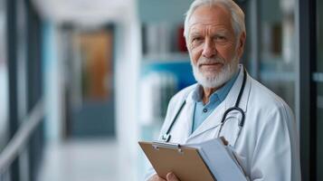 A senior holding a folder with all of their healthcare paperwork neatly organized feeling confident and prepared for their retirement photo