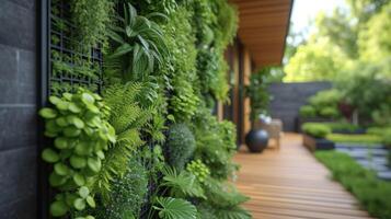 A hallway becomes an oasis with a living wall comprised of a variety of ferns and ivy adding a touch of tranquility to the space photo