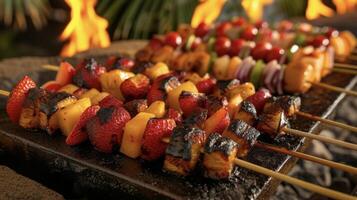 Ignite your taste buds with the tantalizing flavors of charred desserts. From juicy fruit skewers with a crisp char on the edges to heavenly slices of grilled pound cake wit photo