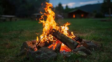 A bonfire on a cool evening providing a cozy setting for storytelling and connection between participants photo