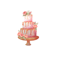 Watercolor wedding cakes clip art set png