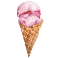 aquarelle peinte à la main la glace crème cône et des balles tasse congelé gelato de vert rose Jaune couleurs la glace crème dans Chocolat avec Chocolat glaçage agrafe art ensemble pour impression scrapbooking modèle png