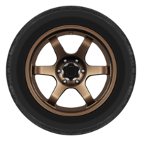 Shiny brown car wheel with tire png