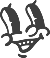 Karikatur retro Gesicht. Jahrgang Maskottchen mit Comic süß Augen und Mund. komisch glücklich lächelnd Charakter Ausdruck. 30-50er Jahre Design Emotionen Element. einfach Karikatur Kopf png