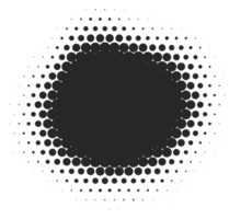 Halftone dotted shape. Paint blob with noisy effect. Abstract splatter circle shape. png