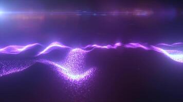 Purple energy magic digital futuristic waves with light rays lines and energy particles. Abstract background. in high quality 4k, motion design video