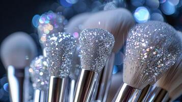 A sparkly jewelencrusted makeup brush set the ultimate luxury for any makeup enthusiast photo