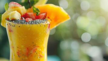 A colorful and tasty way to get your daily dose of fruits this tropical smoothie photo