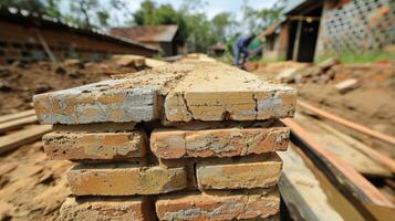 The satisfaction of seeing a finished brick structure knowing each brick was laid with care and precision photo