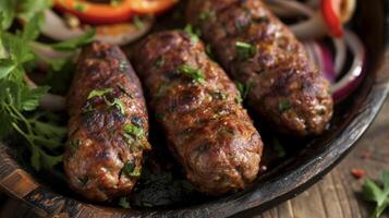 Crispy on the outside moist on the inside these Turkish kofte are a feast for the senses. The smoky aroma of the grill mingles with the fragrant es tempting taste buds wit photo