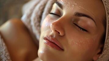 A soothing facial treatment administered by a skilled esthetician leaving the skin glowing and rejuvenated. photo