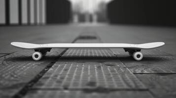 blanco Bosquejo de un monocromo patineta con un láser cuadrícula diseño en el fondo foto