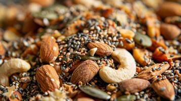 A final sprinkle of toasted nuts and seeds adds a satisfying crunch to the dish creating a wellbalanced and nutrientrich meal photo