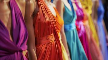 A fashion show runway features models wearing gl evening gowns made from organic silk and cotton proving that sustainable fashion can be luxurious and highend photo